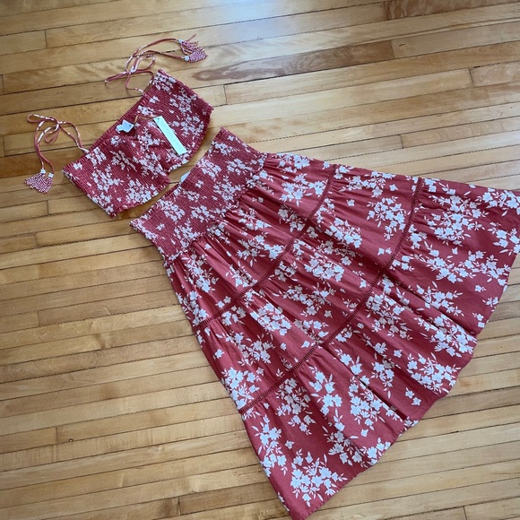House of Harlow 1960 Dresses & Skirts - House of Harlow 1960 NWT Linen Skirt and Top Set Smocked Midi Boh…